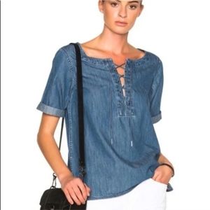 Rag and Bone Denim Lace Up Top